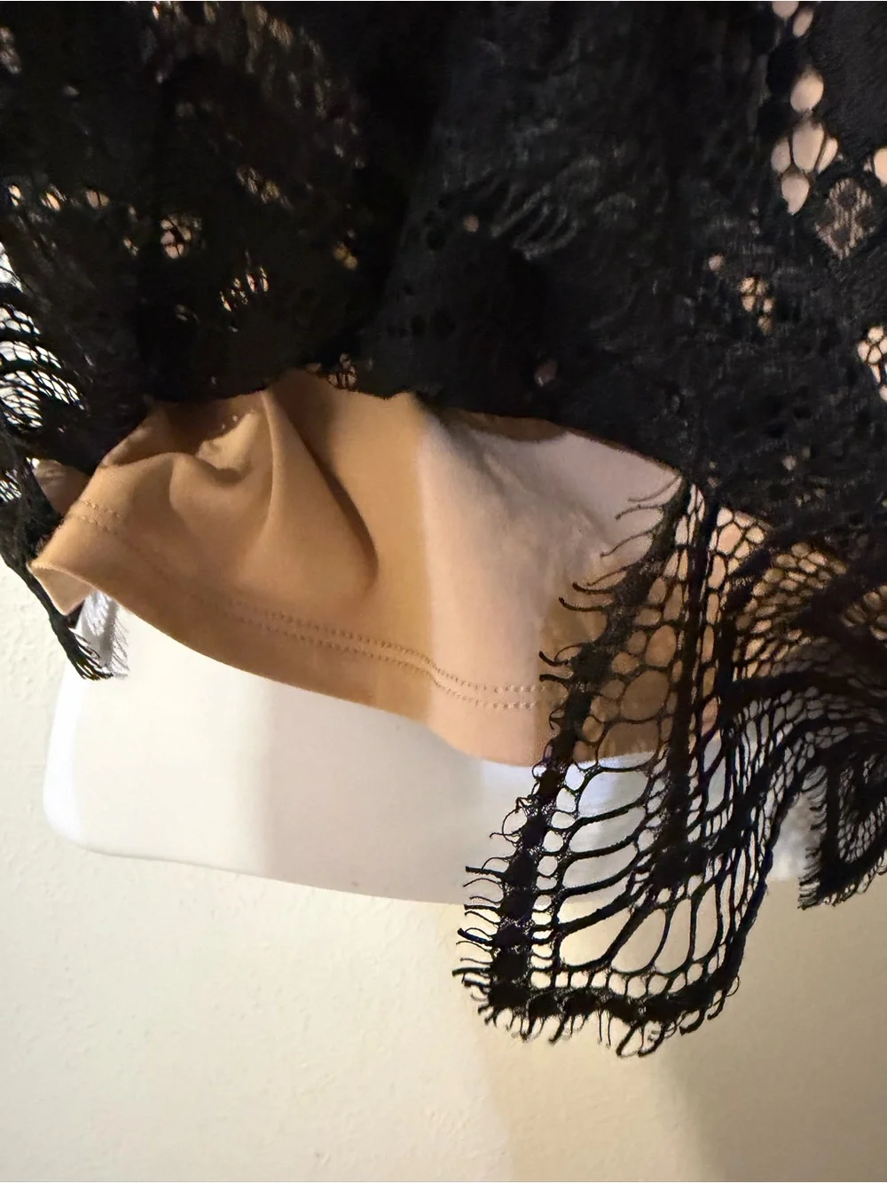 Express Black Crochet Floral Eyelash Lace Overlay Victorian Crop Top Blouse Sz S